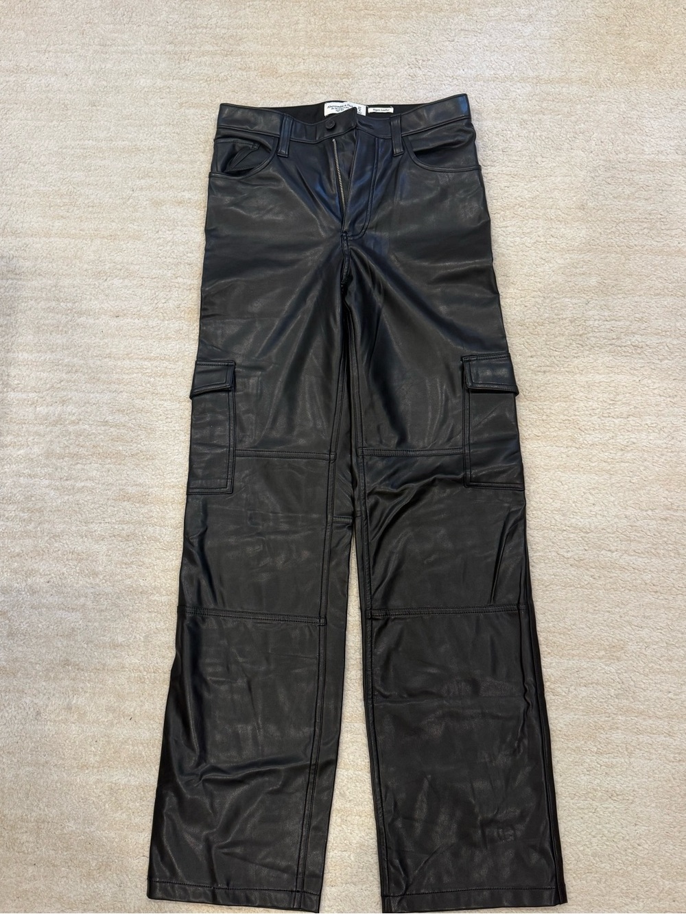 Black Leather Cargo Pants - Abercrombie & Fitch